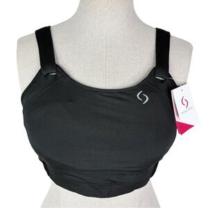 NWT Moving Comfort Jubralee Sports Bra 36DD * Black Gym Sport Brooks Running